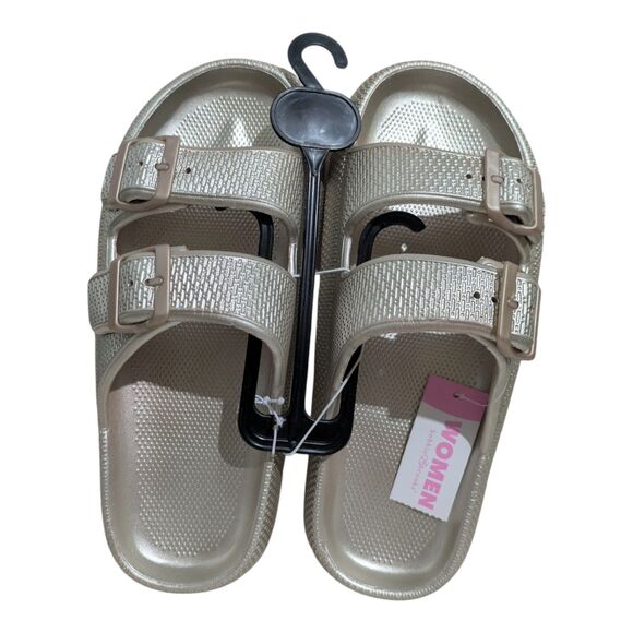 Bobbie Brooks Shoes - Women’s Double Buckle Slide Sandals Size 9/10 Beige Comfort Slides New